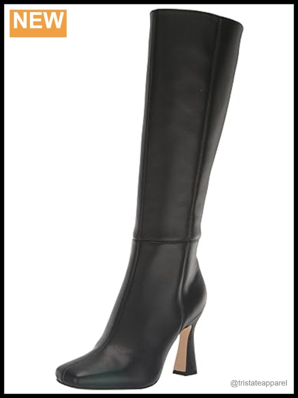 Knee High Square Toe Flare Heel Boot Zip Closure